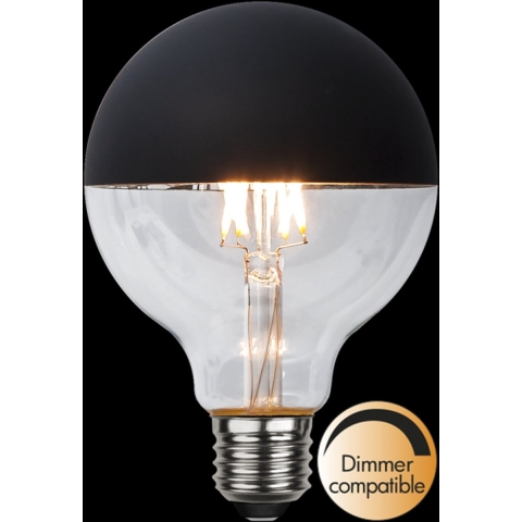 Globen Lighting - Lichtbron LED 2,8W Globe Ø95 Topforspejlet E27 Black