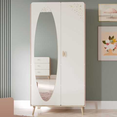 Kast Suzie 2-deurs Wit/Naturel