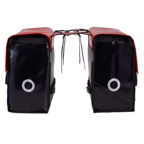 Dubbele fietstas Bisonyl 52L Rood/Zwart