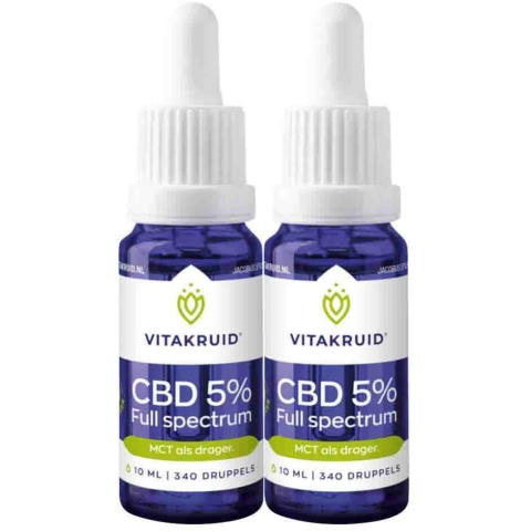 Gratis Verzending: 2x Vitakruid CBD Olie 5% Full Spectrum 10 ml