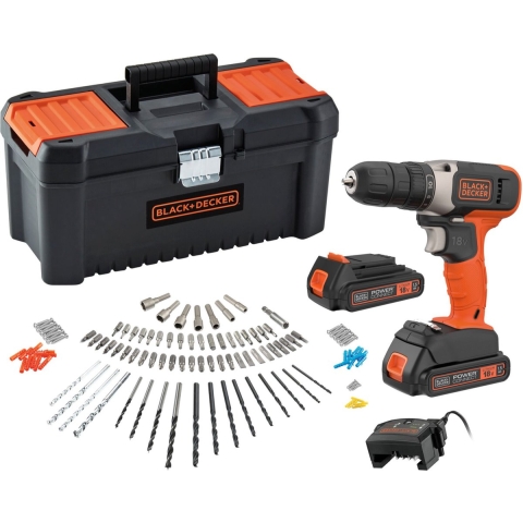 Black&Decker BCD001C2TA-QW 18 volt schroef-/boormachine met 2 accu's en kluskoffer