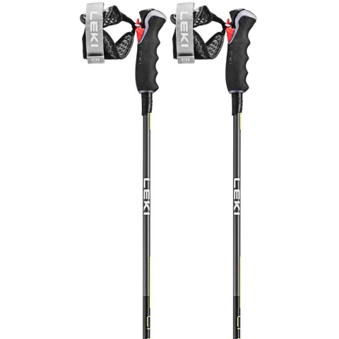 LEKI Carbon 12 3D skistokken zwart/antraciet/geel, 130 cm