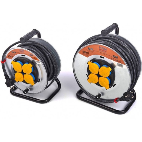 HBM 25 meter spatwaterdichte IP44 stroomhaspel 3 x 1,5 mm