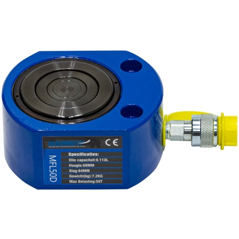 Platte cilinder dubbel 50 ton slag 64mm