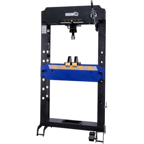 Werkplaatspers BREED WERKBED lucht hydraulisch met voetpedaal 30 ton