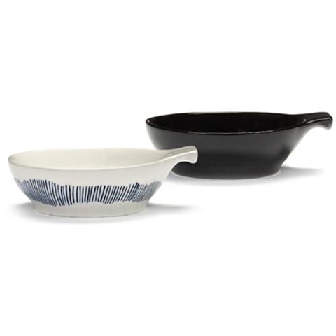 Serax Feast By Ottolenghi Tapassschaal 11x13 Set Van 4 White/Blue Stripes