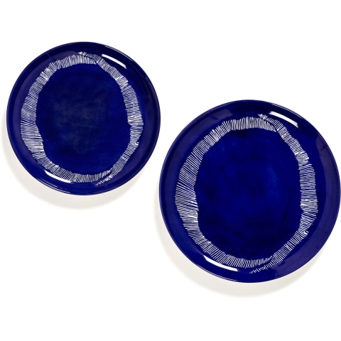 Serax Feast By Ottolenghi DinerbordØ22.5 Set Van 2 Dark Blue/White Stripes