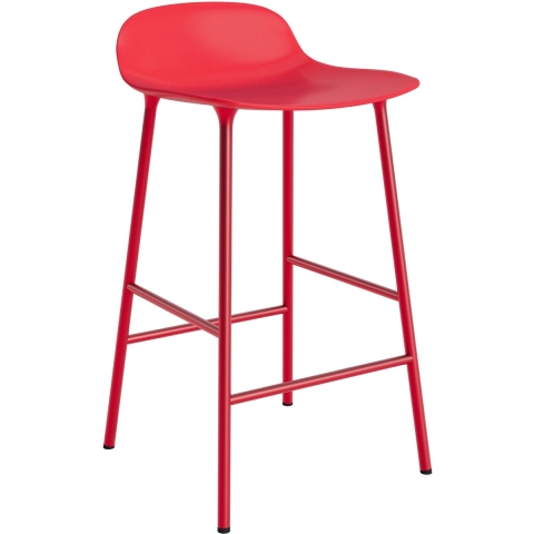 Normann Copenhagen Form Barstool Barkruk 65 Cm Met Stalen Onderstel Felrood