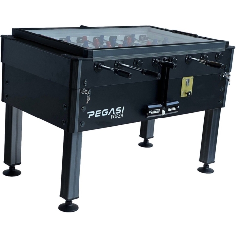 Voetbaltafel Pegasi | Forza Premium Black | Glasplaat | Muntinworp