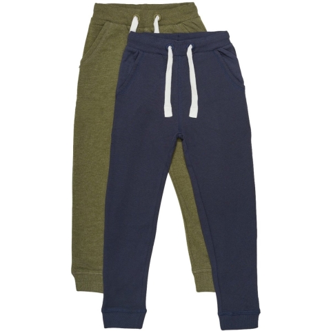 Minymo Joggingbroek - 2-pack - Dark Olive - Minymo - 7 jaar (122) - Joggingbroek