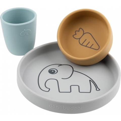 Done by Deer Bestek-Set - 3 Onderdelen - Elphee Grey/Mustard/Blu - Done by Deer - OneSize - Bestek-Set