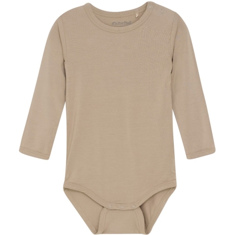 Minymo Romper l/s - Viscose - Gewoon Taupe - Minymo - 1 jaar (80) - Romper L/S