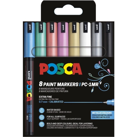 Posca Markers - PC-1m - 8 st. - Metallic Kleuren - Posca - OneSize - Marker
