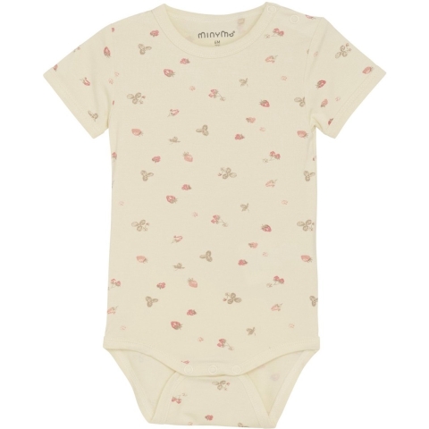Minymo Romper s/s - Viscose - Strawberry Ice m. Aarbeien - Minymo - 1½ jaar (86) - Romper S/S