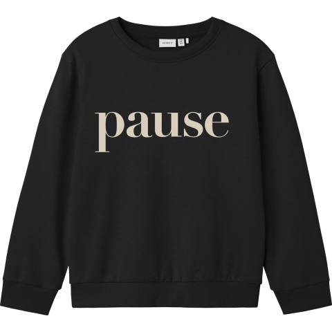 Name It Sweatshirt - NkfNoriana - Zwart m. Print - Name It - 7-8 jaar (122-128) - Sweatshirt