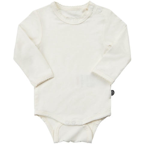 Minymo Romper l/s - Bamboe - Wit - Minymo - 1 jaar (80) - Romper L/S