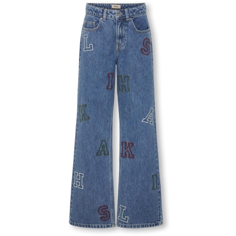 Kids Only Jeans - Breed - KogJuicy - Medium+ Blue Denim/Letters - Kids Only - 12 jaar (152) - Jeans