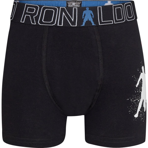 Ronaldo Boxershorts - Noos - 2-pack - Zwart/Grijs m. Blauw - JBS - 13-15 jaar (158-170) - Boxershorts