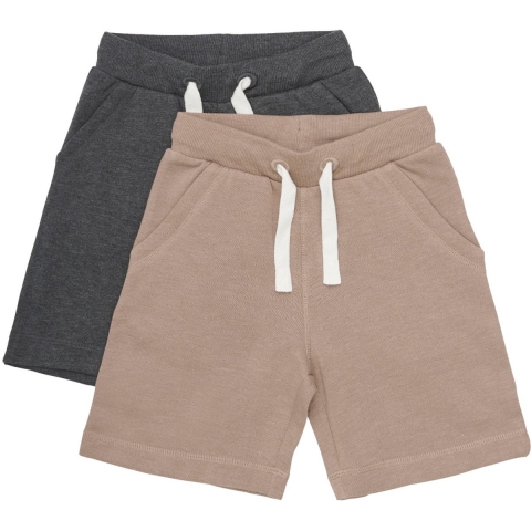 Minymo Sweatshorts - 2-pack - Fossiel - Minymo - 1 jaar (80) - Shorts