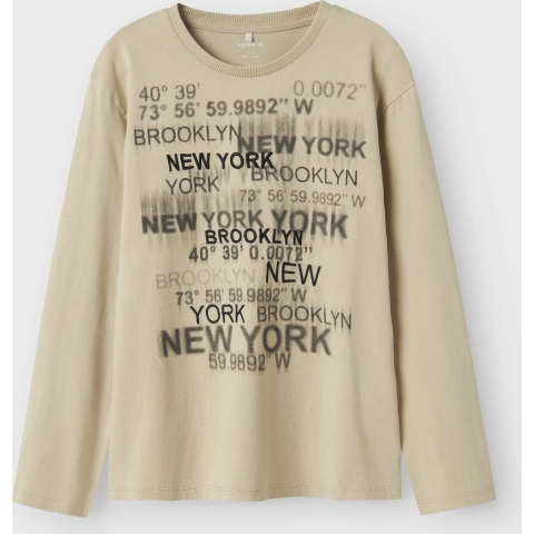 Name It Blouse - NkmNorth - IJsland Fossiel m. Print - Name It - 6 jaar (116) - Shirts