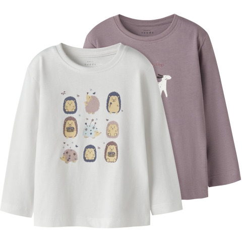 Name It Blousen - NmfVeen - 2-pack - Paddenstoel/Bright White/Ha - Name It - 3 jaar (98) - Shirts