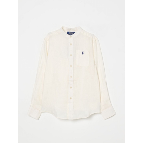 Polo Ralph Lauren Overhemd - Linnen- Postbode - Wit - Polo Ralph Lauren - 10-12 jaar (140-152) - Overhemd