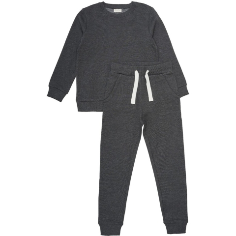 Minymo Sweatset - Dark Grey Melange - Minymo - 8 jaar (128) - Joggingpakken