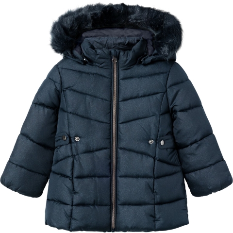 Name It Gevoerde Jas - NmfMerethe - Glitter - Dark Saffier - Name It - 1½ jaar (86) - Donsjassen