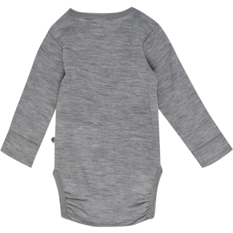 Hummel Romper l/s - HmlMini - Wol - Grijs Gevlekt - Hummel - 1 jaar (80) - Romper L/S