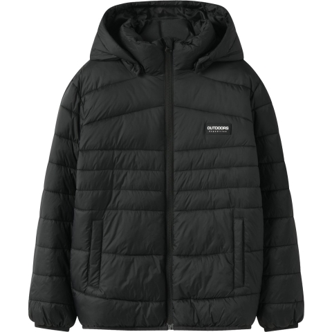 Name It Gevoerde Jas - NkmMarble - Zwart - Name It - 6 jaar (116) - Donsjassen