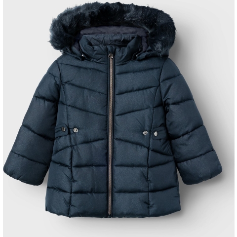 Name It Gevoerde Jas - NmfMerethe - Glitter - Dark Saffier - Name It - 2 jaar (92) - Donsjassen