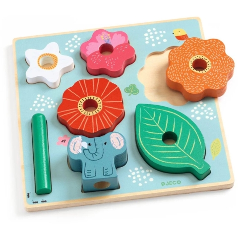 Djeco Puzzel/Stapelspeelgoed - 8 Onderdelen - Hout - Happy - Djeco - OneSize - Puzzel
