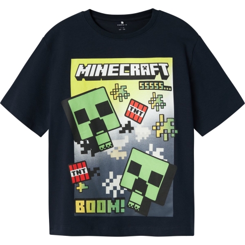Name It T-Shirt - NkmMus Minecraft - Navy Blazer - Name It - 6 jaar (116) - T-Shirts