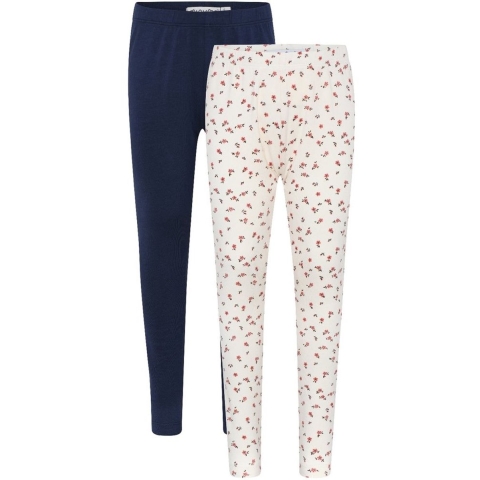 Minymo Leggings - 2-pack - Offwhite/Navy - Minymo - 2 jaar (92) - Leggings