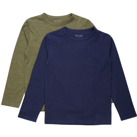 Minymo Blouse - 2-pack - Dark Olive - Minymo - 8 jaar (128) - Shirts