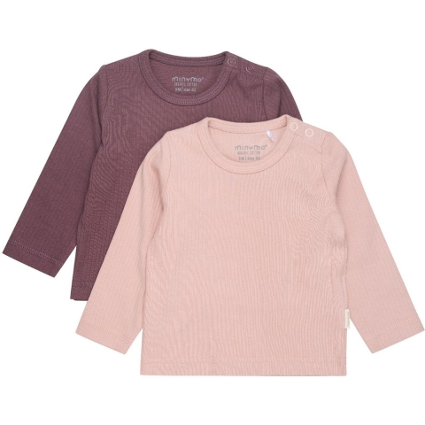 Minymo Blouse - 2-pack - Misty Rose - Minymo - 1 jaar (80) - Shirts