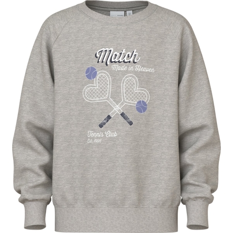 Name It Sweatshirt - NkfVenus - Grey Melange/Heart Rackets - Name It - 6 jaar (116) - Sweatshirt