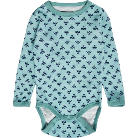 Hummel Romper l/s - Wol - hmlBambo - Mineraal Blue - Hummel - 68 - Romper L/S