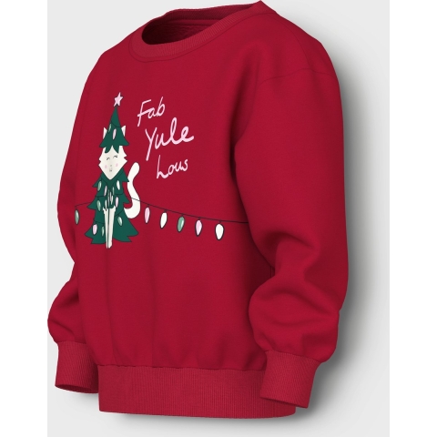 Name It Sweatshirt - NmfVismas - Jester Red/Xmas CAT - Name It - 5 jaar (110) - Sweatshirt