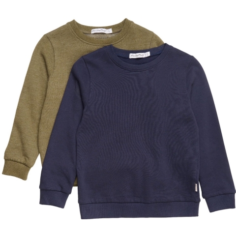 Minymo Sweatshirt - 2-pack - Dark Olive - Minymo - 7 jaar (122) - Sweatshirt