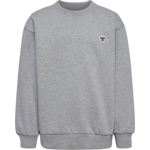 Hummel Sweatshirt - hmlJR Loose Ronde hals - Grey Melange m. Log - Hummel - 9-10 jaar (134-140) - Sweatshirt
