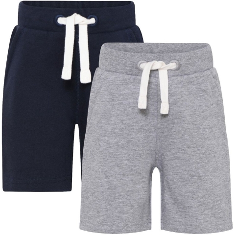 Minymo Shorts - 2-pack - Grey Melange/Navy - Minymo - 1 jaar (80) - Shorts