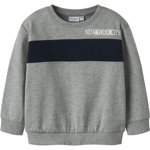 Name It Sweatshirt - NmmVance - Grijs Gevlekt m. Navy - Name It - 7-8 jaar (122-128) - Sweatshirt