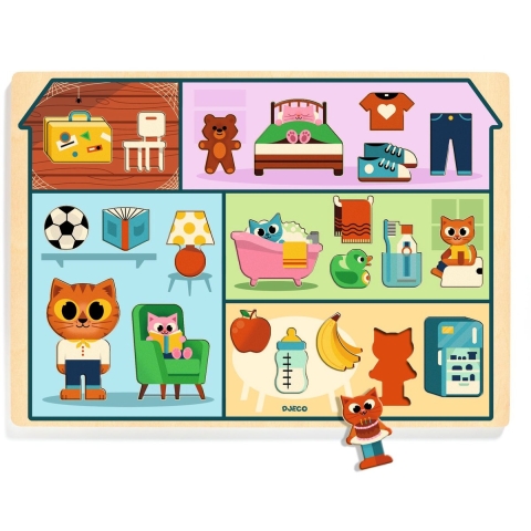 Djeco Puzzel - Puzzlo Huis - 22 Bakstenen - Djeco - OneSize - Puzzel