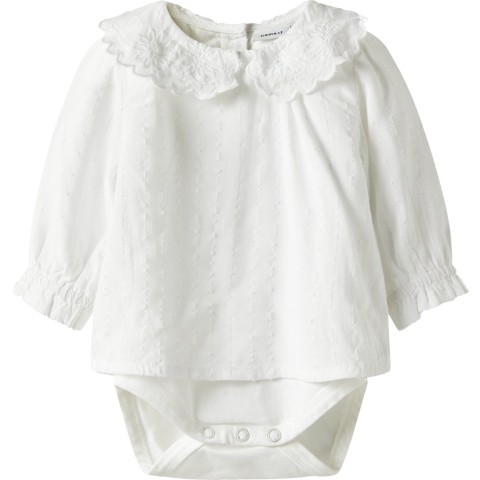 Name It Hemdromper - NbFRixi - Bright White/Lurex - Name It - 50 - Romper L/S