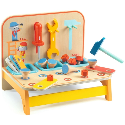 Djeco Werkbank - Hout - Bricotoo - 22 Onderdelen - Djeco - OneSize - Gereedschap