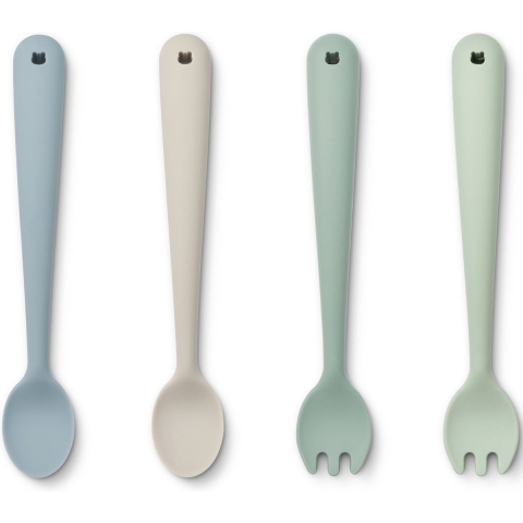 Liewood Kinderbestek - 4-pack - Silicone - Shea - Dusty Mint - Liewood - OneSize - Kinderbestek