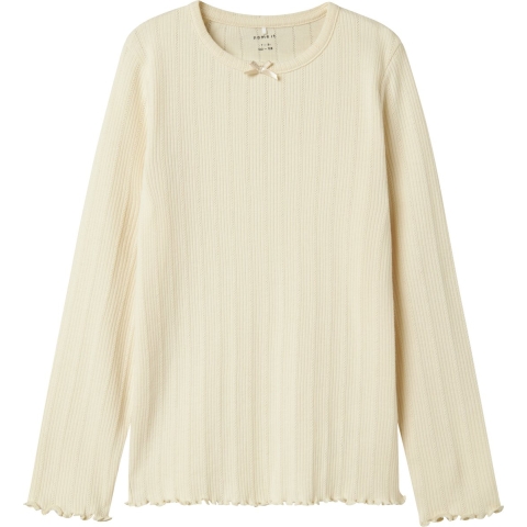 Name It Blouse - Rib - NkfNolea - Perkament m. Pointelle - Name It - 7-8 jaar (122-128) - Shirts