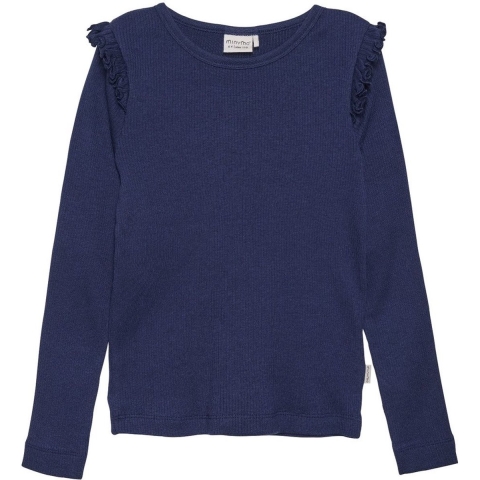 Minymo Blouse - Rib - Dark Navy - Minymo - 8 jaar (128) - Shirts