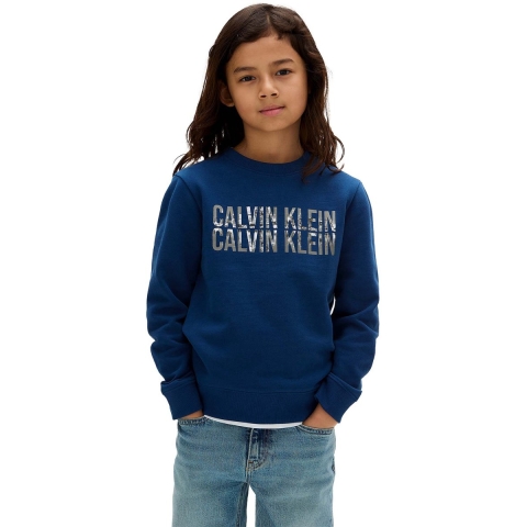 Calvin Klein Sweatshirt - Terry Seizoensgebonden Logo - Blue Jea - Calvin Klein - 8 jaar (128) - Sweatshirt